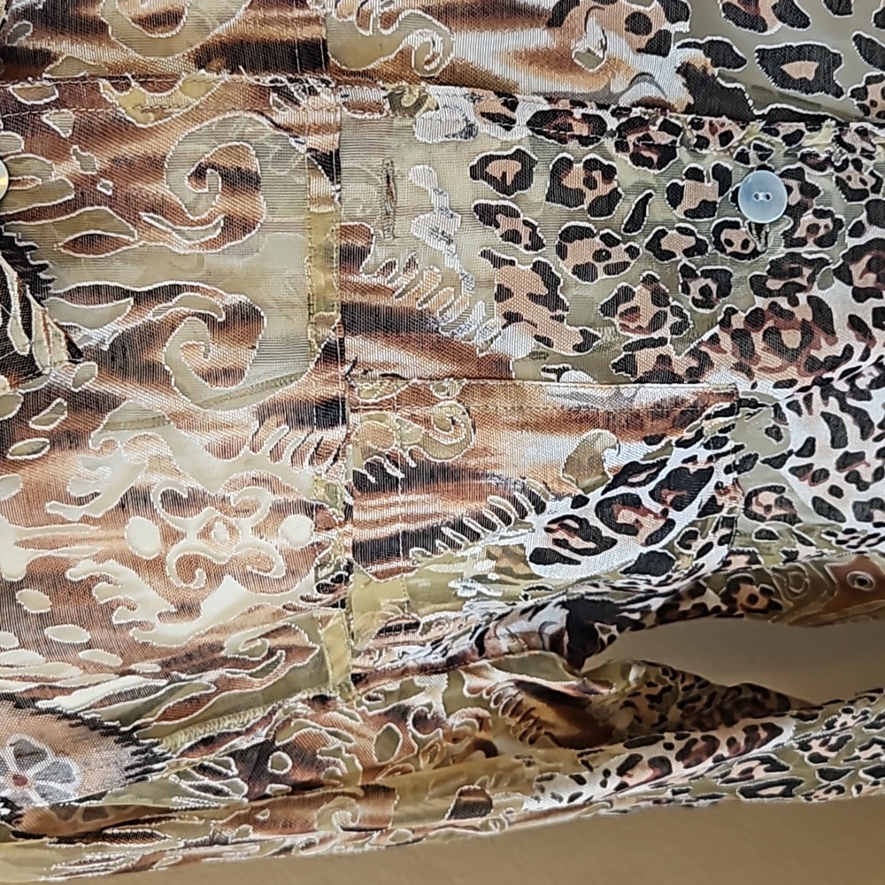 ALFRED DUNNER BUTTON DOWN SHIRT TOP BLOUSE ANIMAL PRINT LEOPARD 8 INSTINCT - Picture 3 of 9